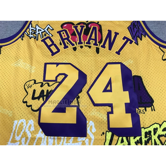 Maglia
 Kobe Bryant NO 24 Los Angeles Lakers Mitchell & Ness Slap Sticker 1996-97 Giallo
